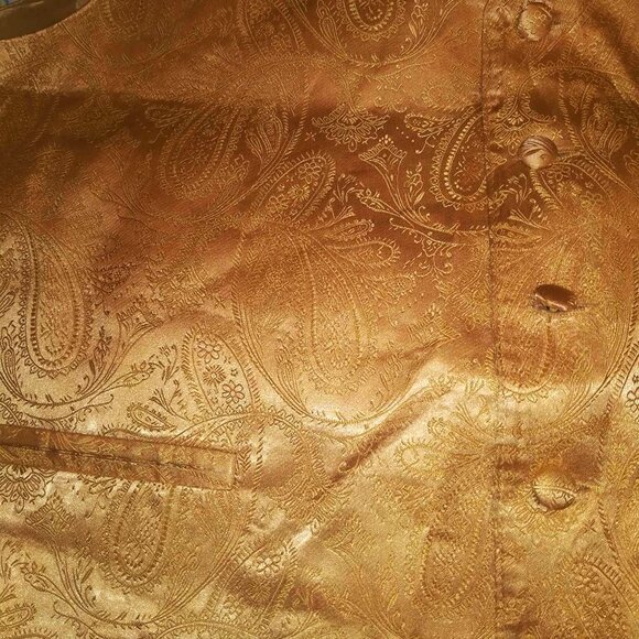 Vesuvio Napoli Paisley Vest Italy - Warm Gold Sz M - Picture 6 of 10